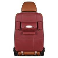 1 Pc Waterproof Burgundy Leather Rear Compartment Multi-Pocket Car Storage Wine