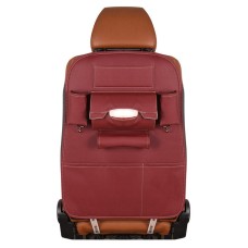 1 Pc Waterproof Burgundy Leather Rear Compartment Multi-Pocket Car Storage Wine