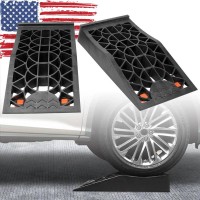 1 Pair Low Black Car Service Ramp for Lift and Vehicle Maintenance Portable 5T