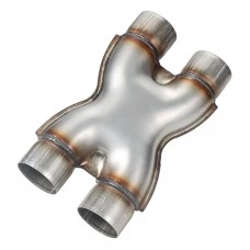 Universal Crossover X Pipe Dual 3" In/Out Stainless Steel Muffler Exhaust Tip 12