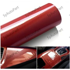 7D 12in × 78in Ultra Glossy Red Carbon Fiber Wrapped In Vinyl Without Bubbles US
