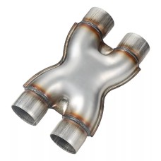 12 Long Universal Crossover X Pipe Dual 2.5InOut Stainless Steel Exhaust Tip
